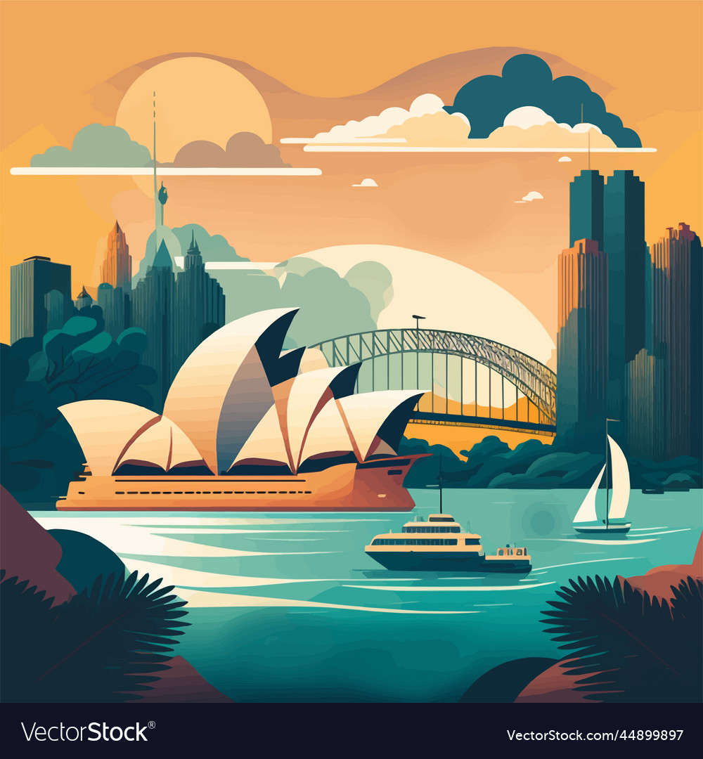 Sydney Australia Opera House Landmark Building Vector Image 6164