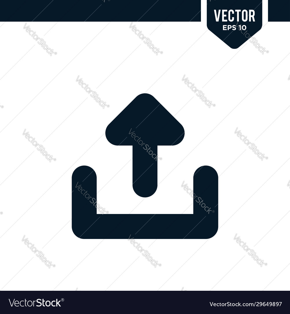 Upload icon collection in solid color or glyph vector image Upload icon collection in solid color or glyph