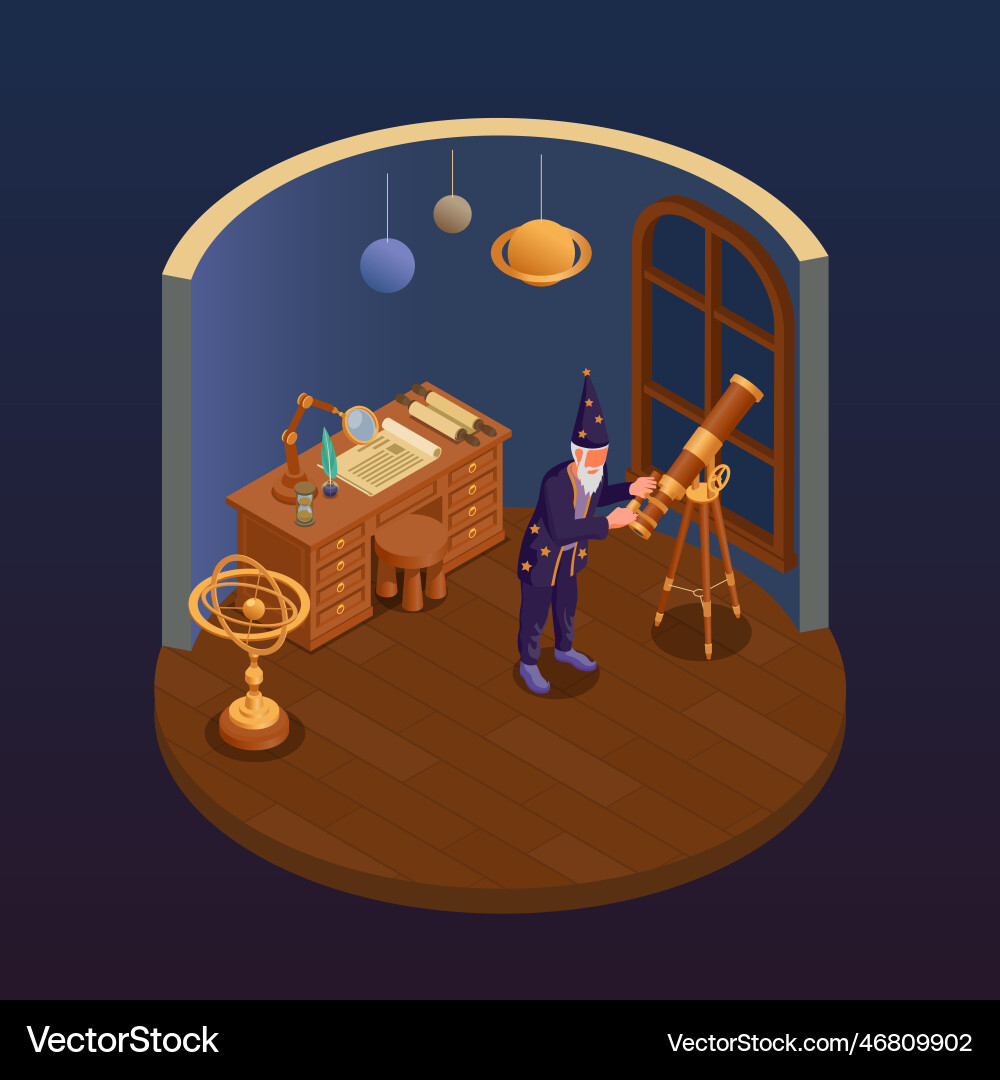 Ancient Science Isometric Concept Royalty Free Vector Image