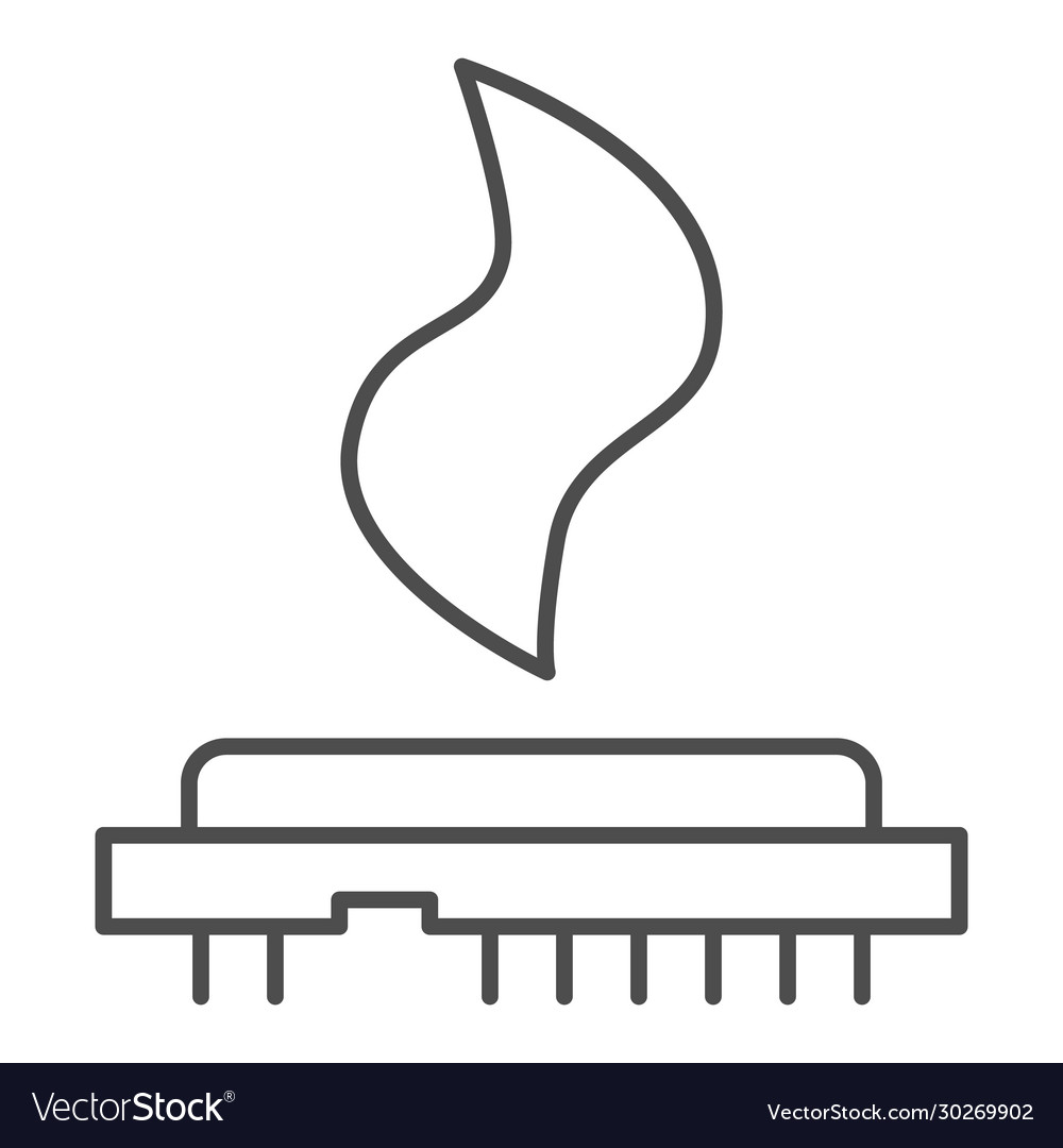 Cpu heat thin line icon processor temperature vector image Cpu heat thin line icon processor temperature