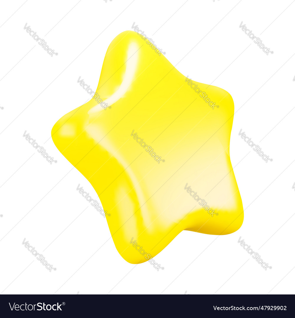 Cute cartoon star side view yellow 3d Royalty Free Vector