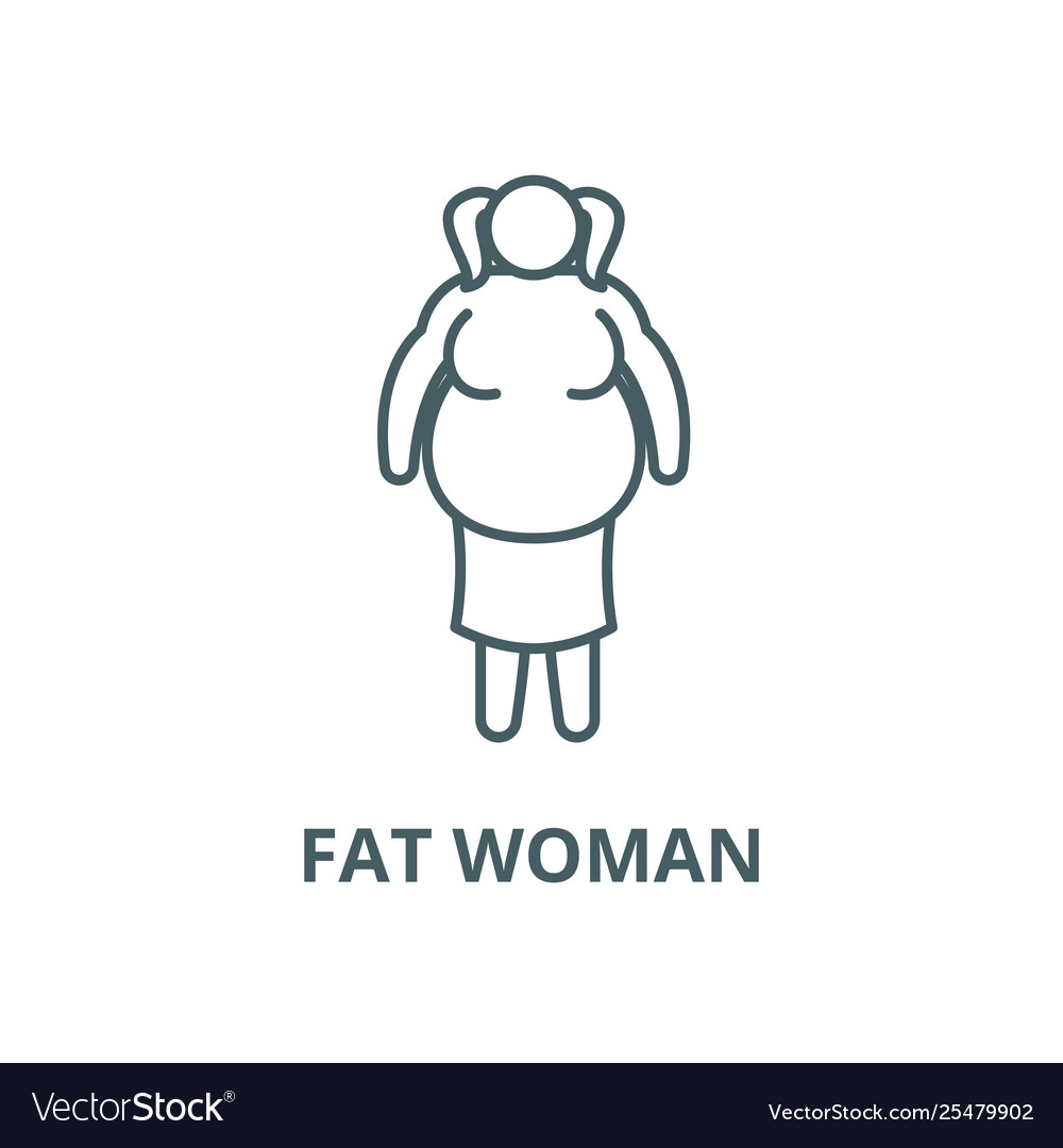 Fat woman line icon linear concept