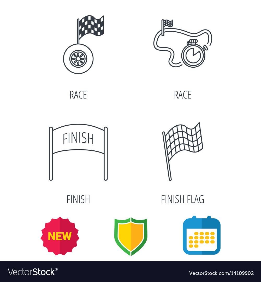 Finish flag race timer and wheel icons