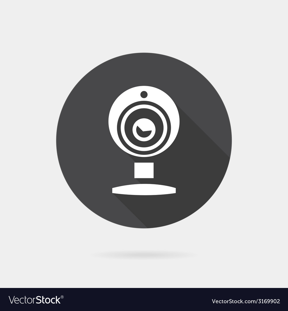 Flat web camera icon with long shadow