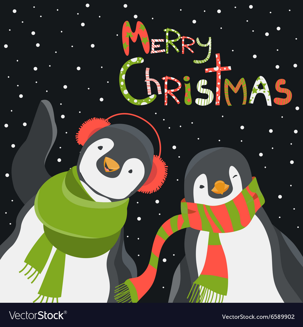 funny-penguins-friends-celebrating-christmas-vector-image