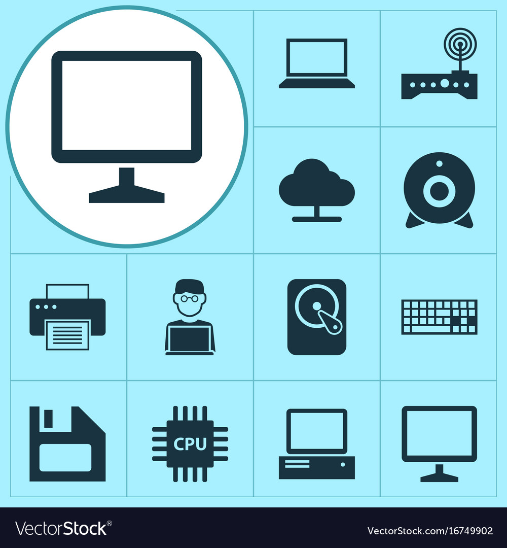 Gadget icons set collection of keypad desktop