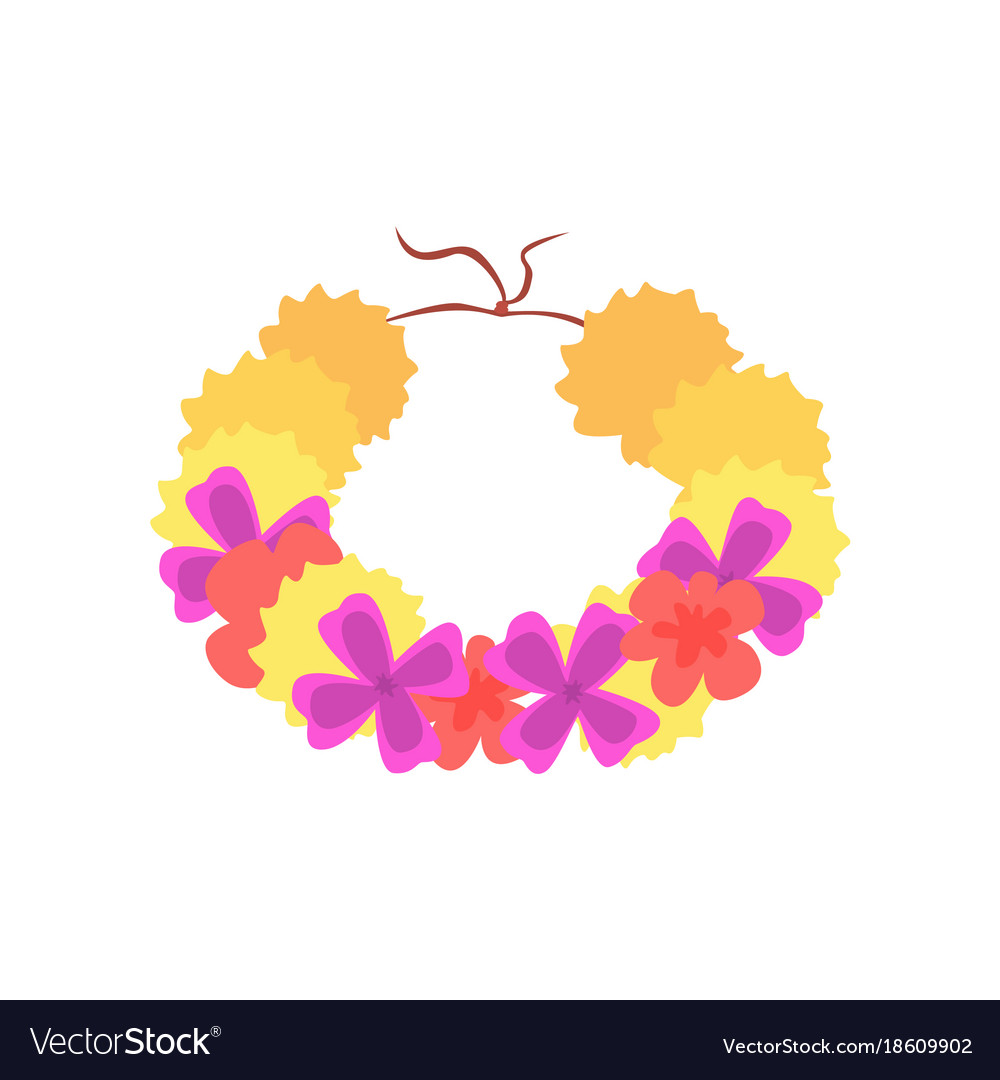 Hawaiian lei with bright colorful flowers Vector Image