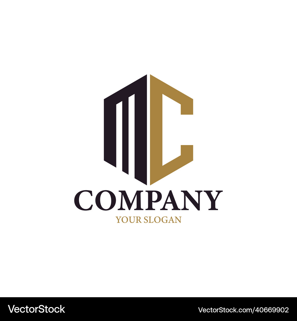 Hexagon initials monogram cm mc logo design Vector Image