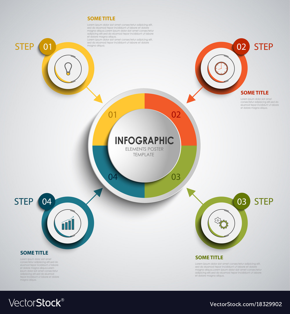 Info graphic with round colored design elements Vector Image