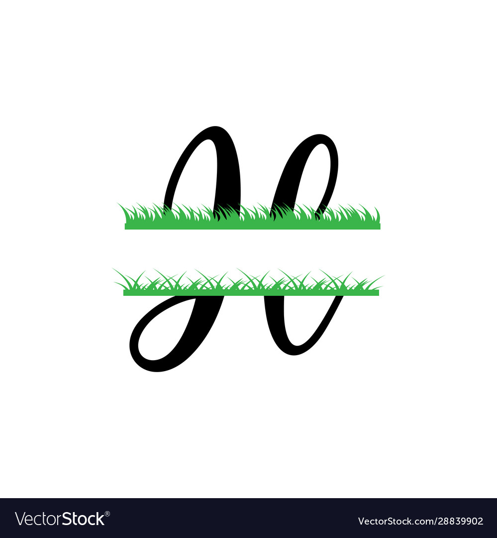 Initial h grass monogram split letter isolated