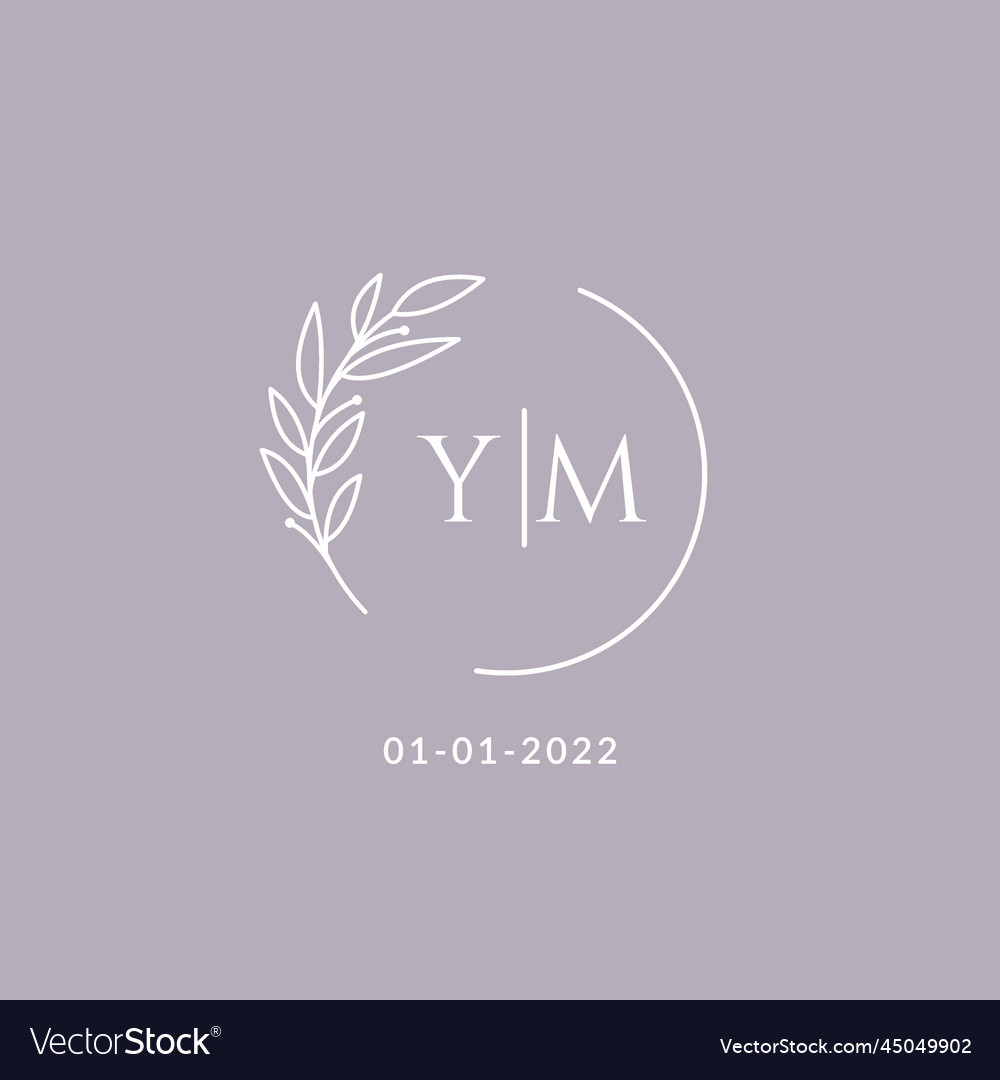 Initial monogram ym wedding logo with decorative Vector Image