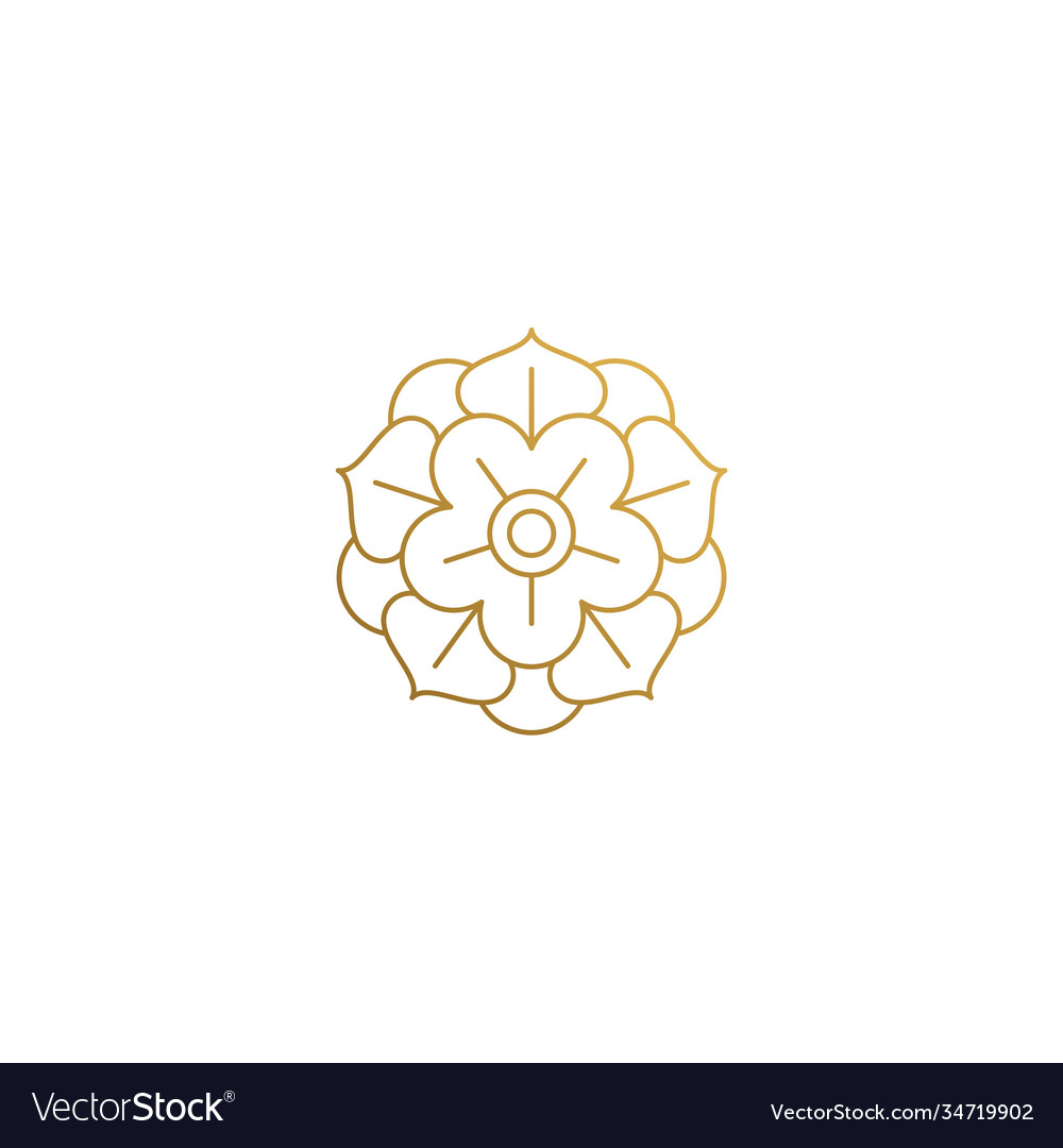 Logo golden flower hand drawn with thin Royalty Free Vector
