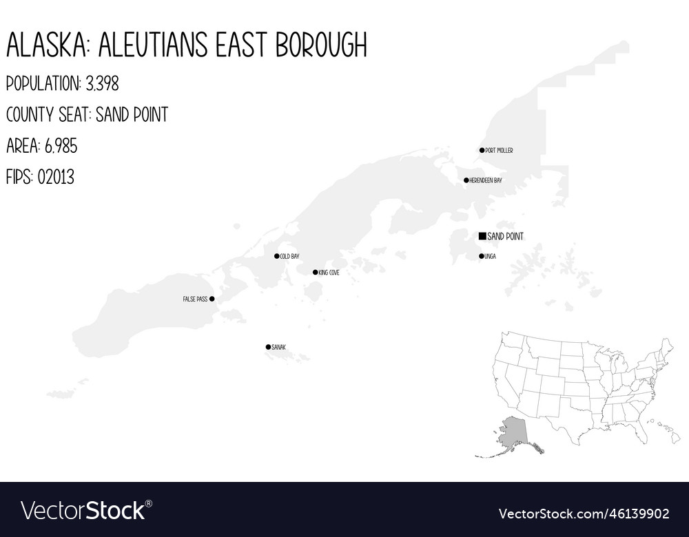 Map of aleutians east borough in alaska usa Vector Image