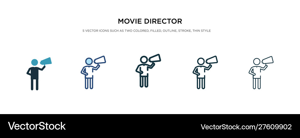 Movie director icon in different style two Vector Image