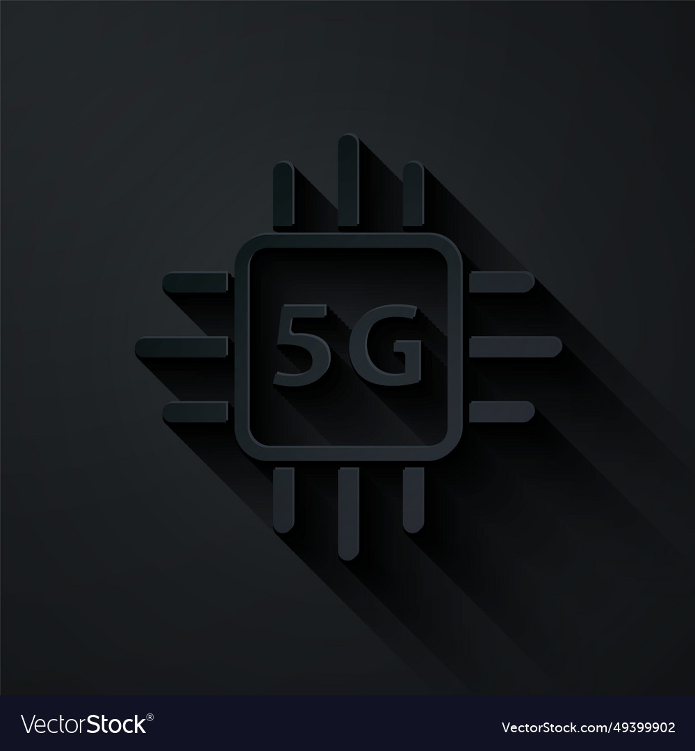 Paper cut computer processor 5g vector image Paper cut computer processor 5g