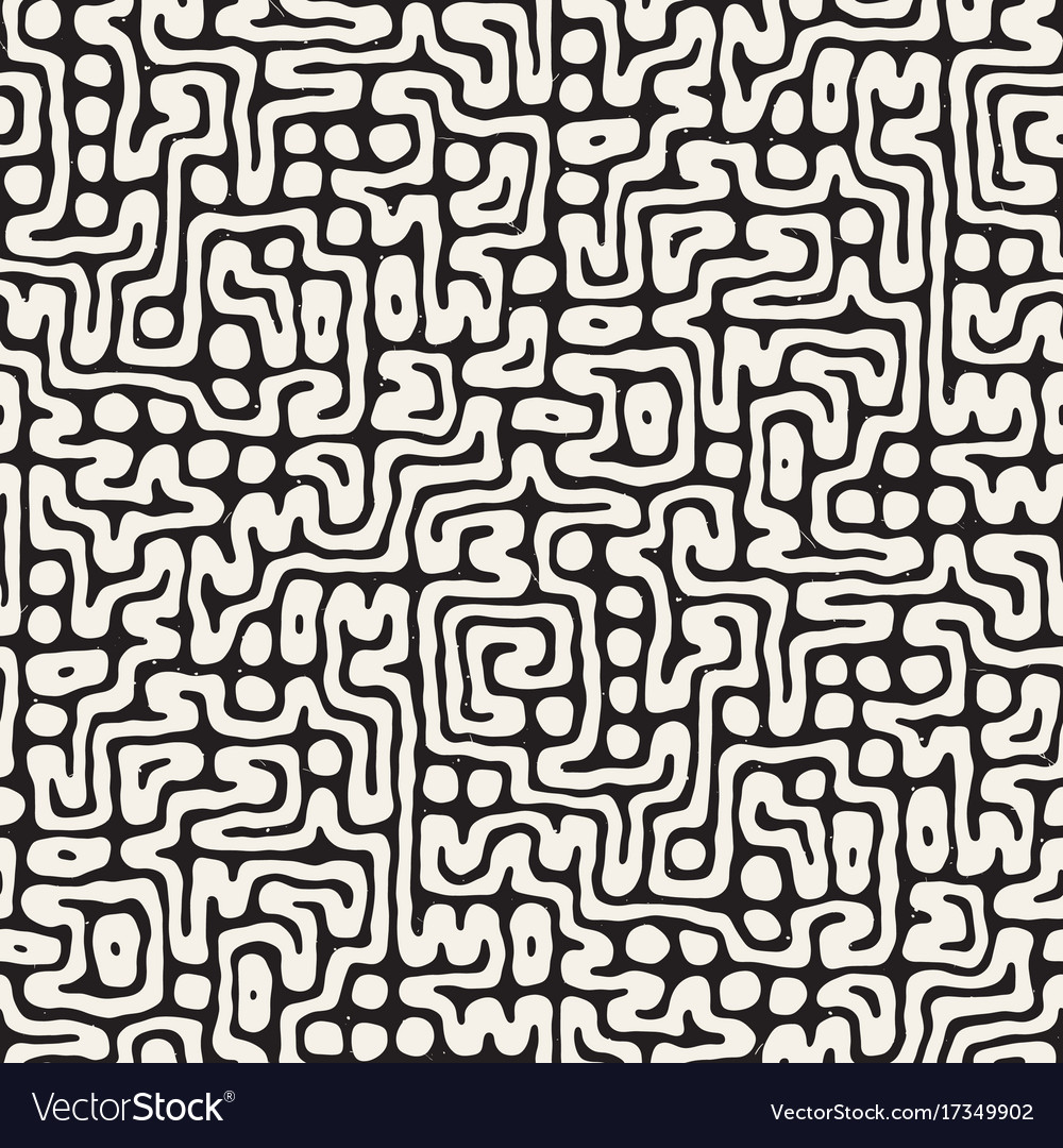 Seamless pattern with maze lines monochrome