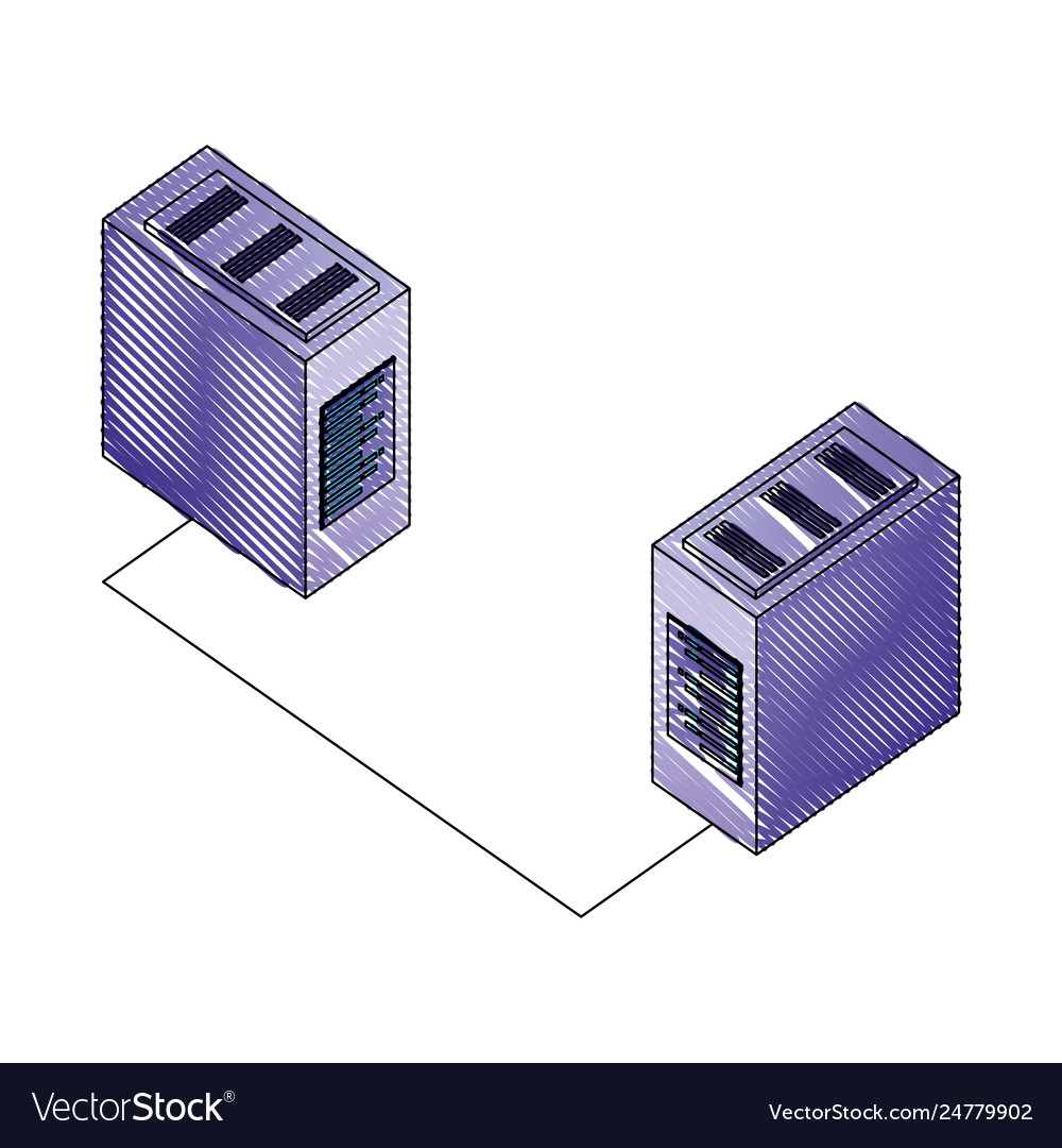 Servers data center with circuit isometric icon vector image Servers data center with circuit isometric icon
