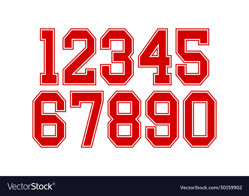 Set numbers with red and white typography