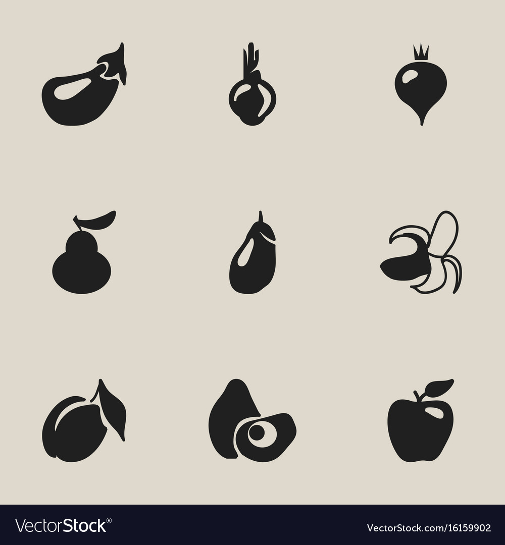 set of 9 editable fruits icons includes symbols vector image