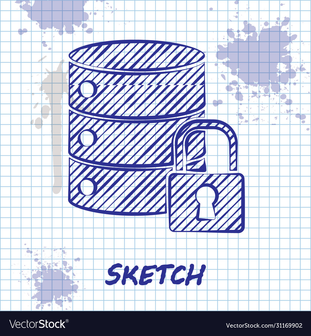 Sketch line server security with closed padlock