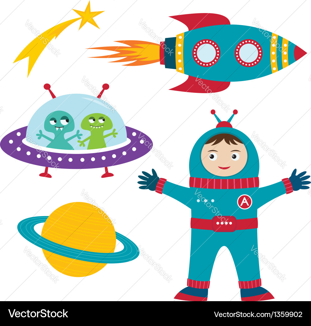 Space elements set Royalty Free Vector Image - VectorStock