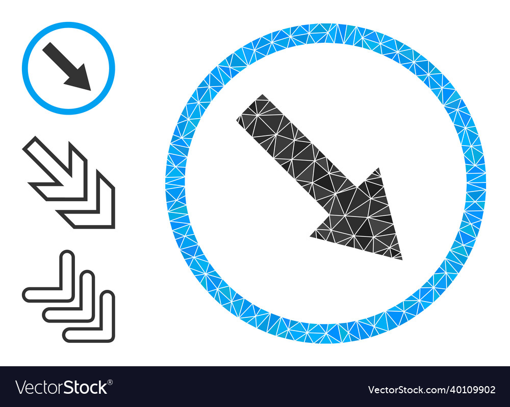Triangle filled down-right rounded arrow vector image Triangle filled down-right rounded arrow