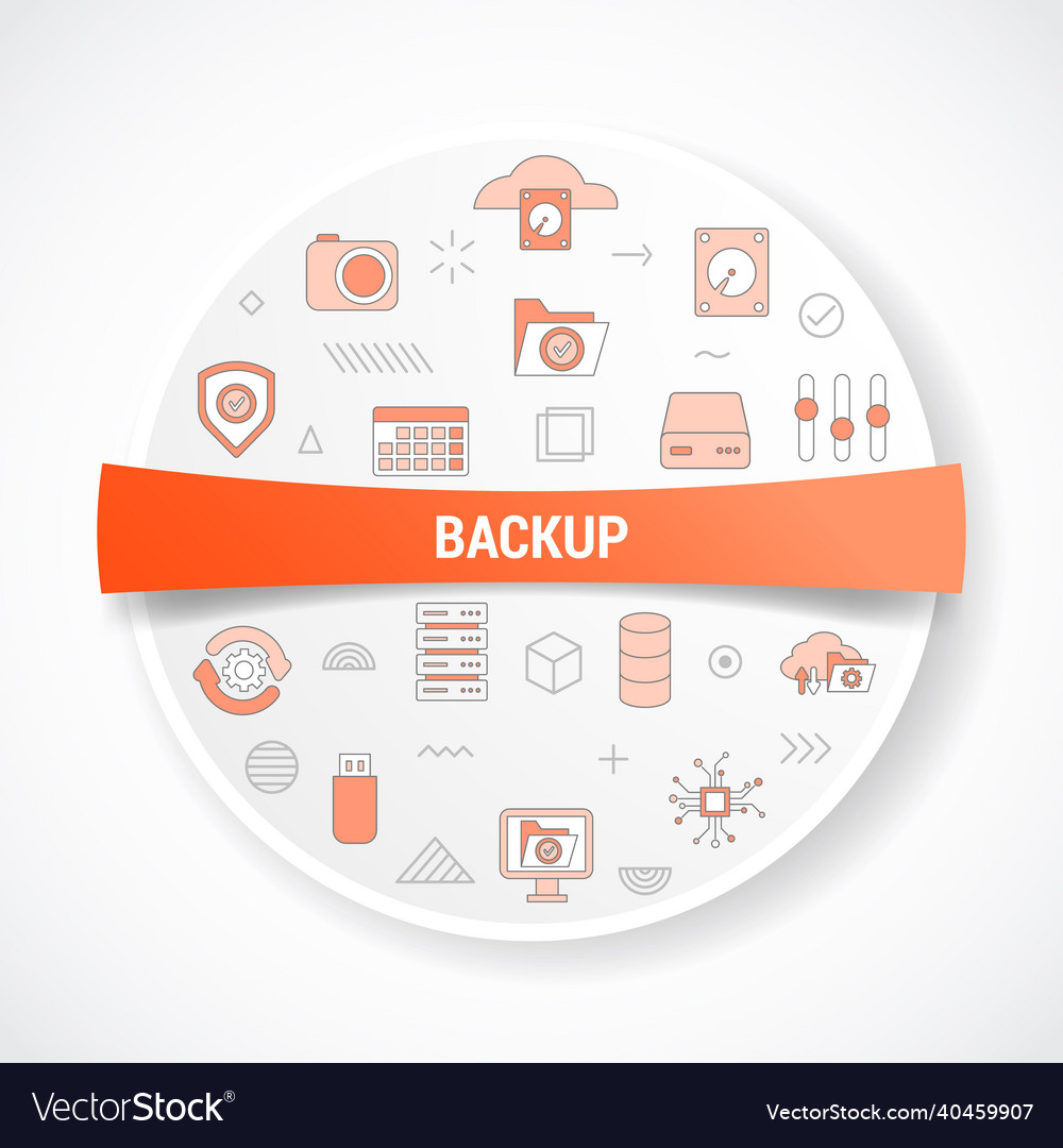 Backup concept with icon round vector image Backup concept with icon round
