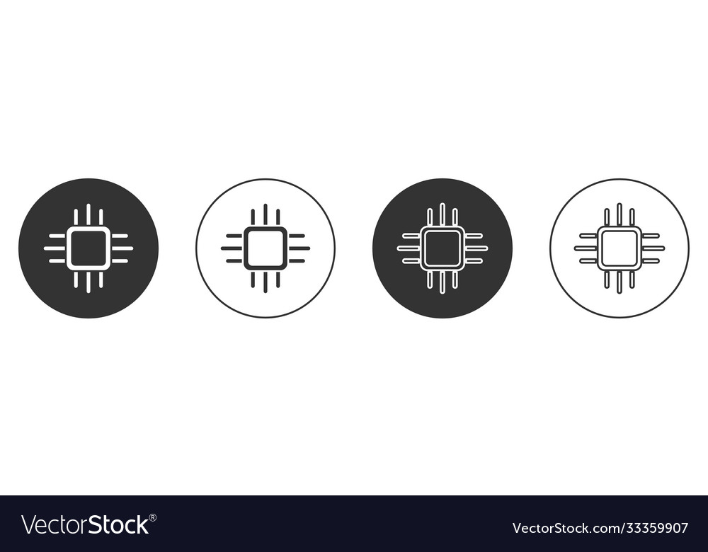 Black computer processor with microcircuits cpu vector image Black computer processor with microcircuits cpu