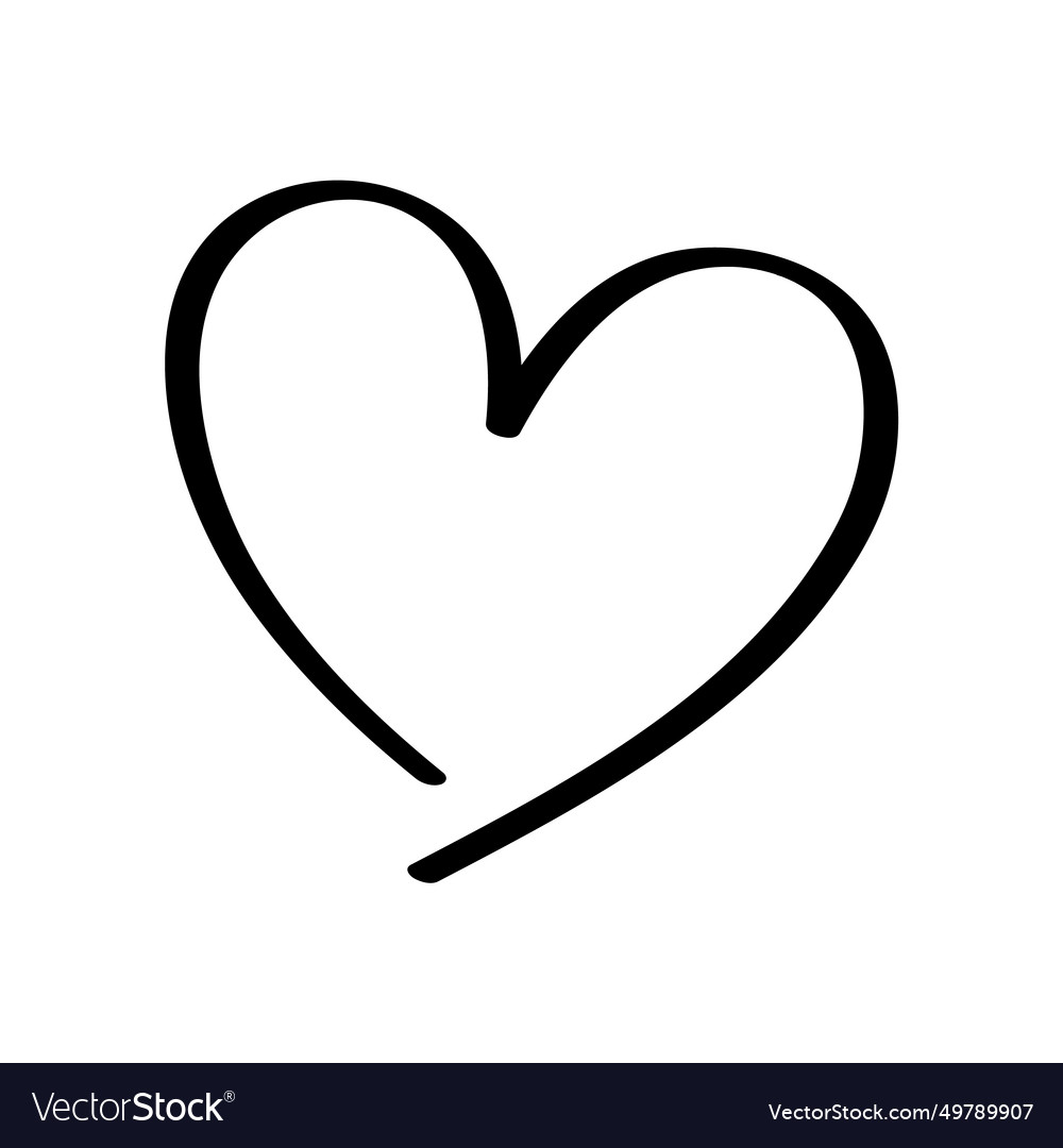 Calligraphic line art heart love symbol Royalty Free Vector