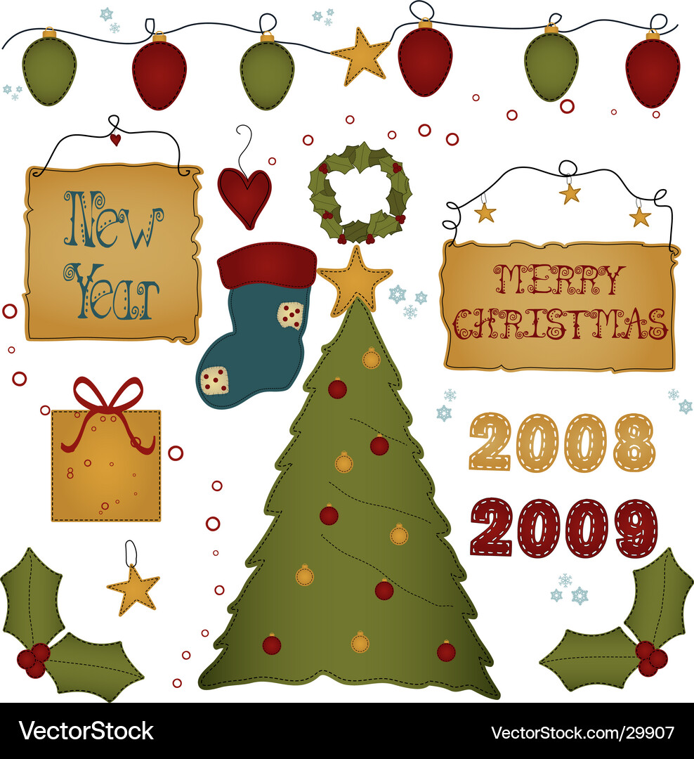 Christmas elements Royalty Free Vector Image - VectorStock