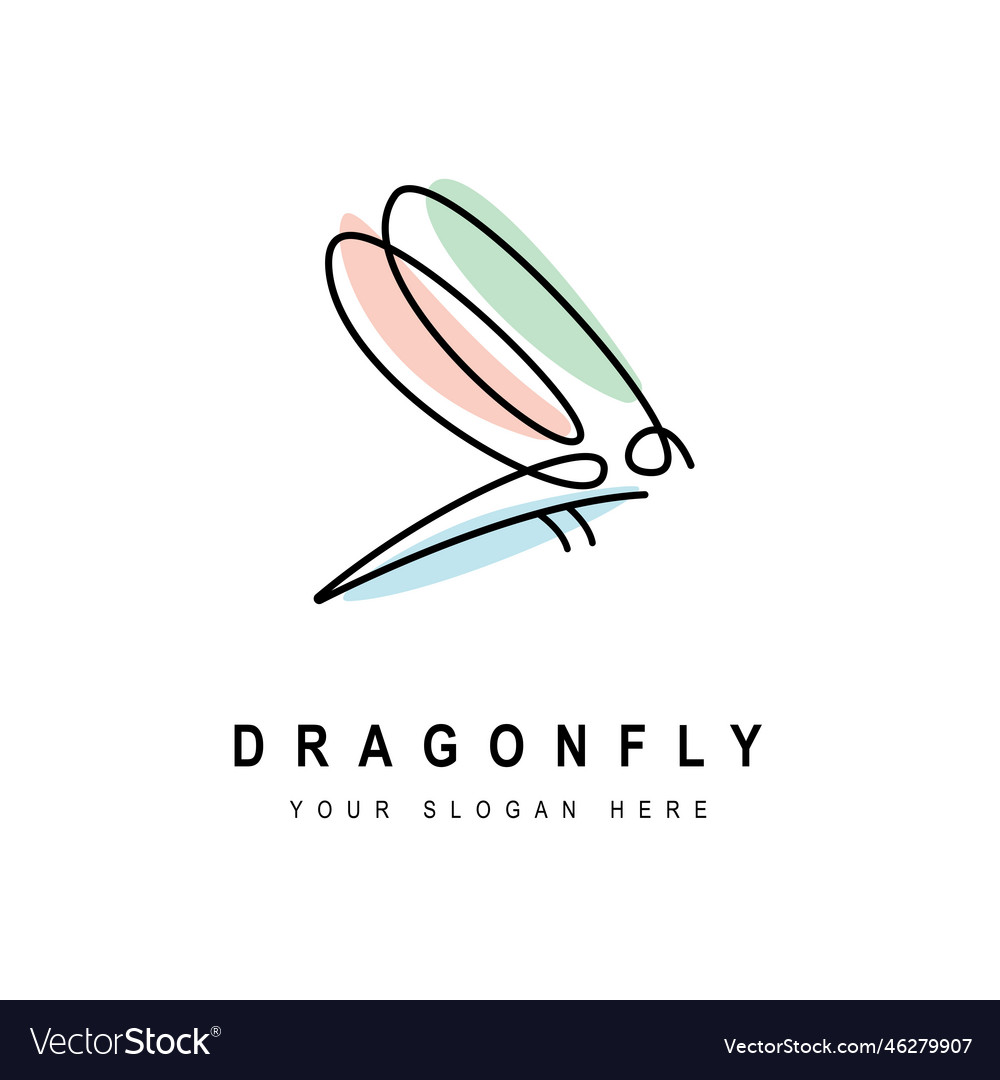 Dragonfly logo icon with continuous line simple vector image Dragonfly logo icon with continuous line simple