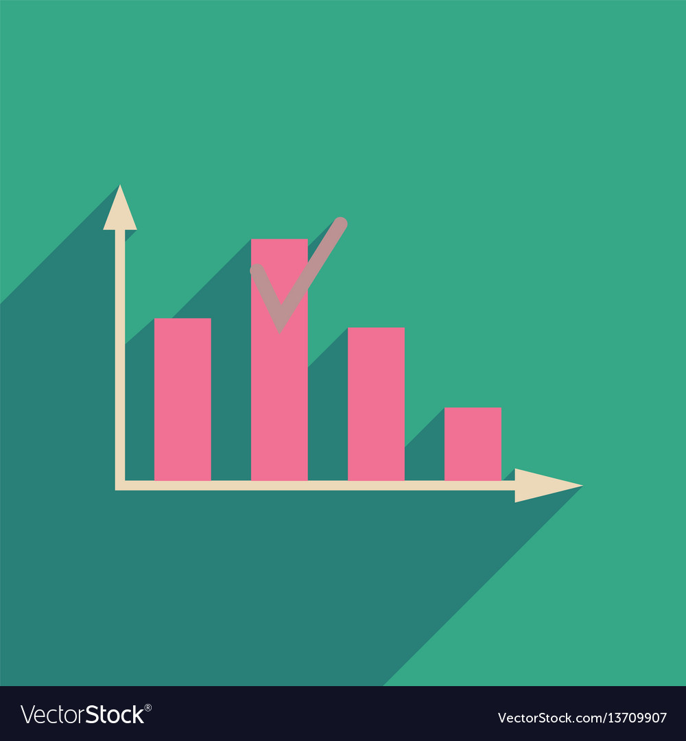 Flat web icon with long shadow graph