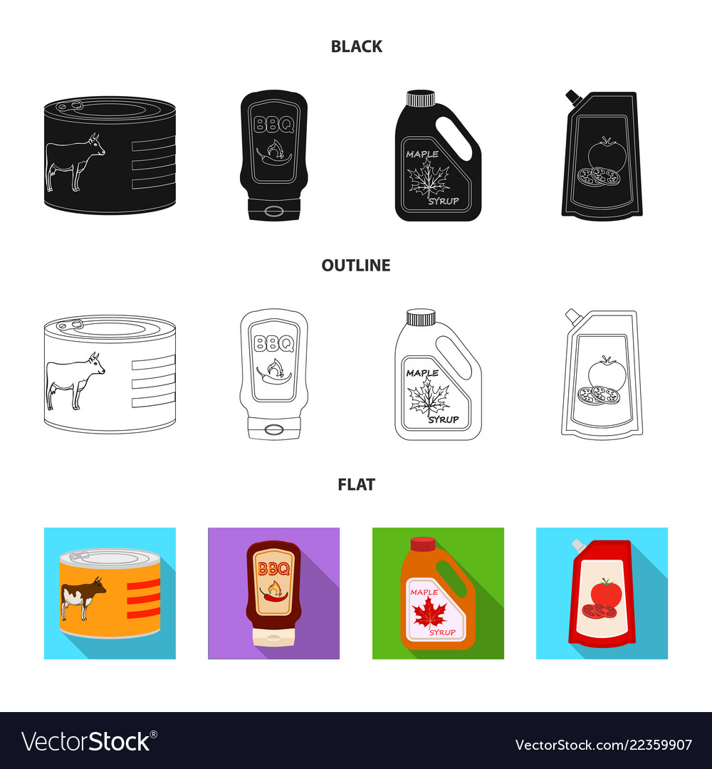 Isolated object of can and food icon set Vector Image Isolated object of can and food icon set