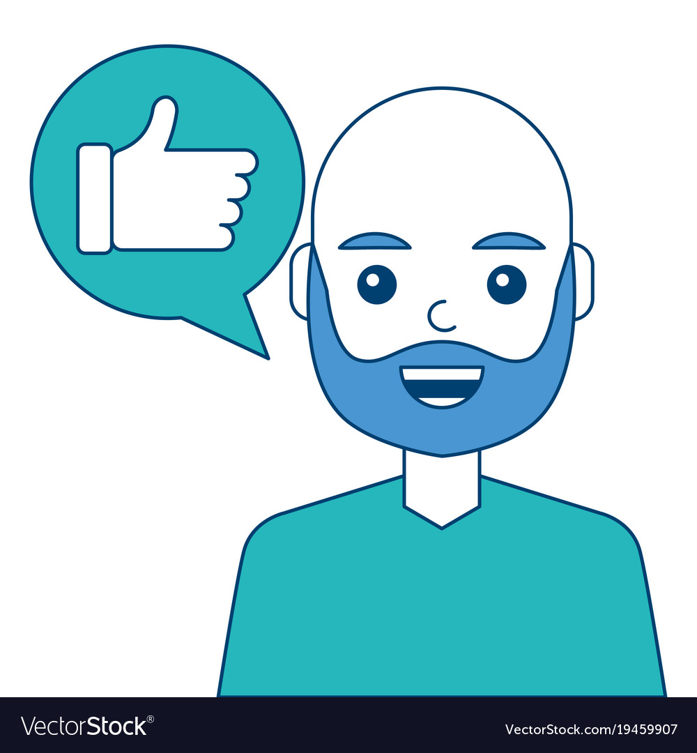Man with hand like in speech bubble