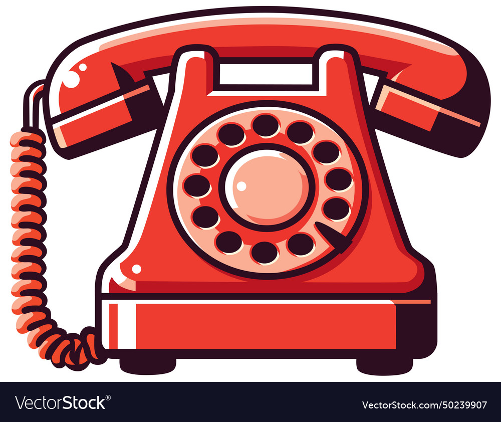 Old red phone flat design Royalty Free Vector Image