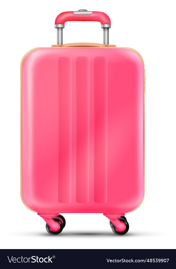 Pink suitcase mockup realistic traveller luggage