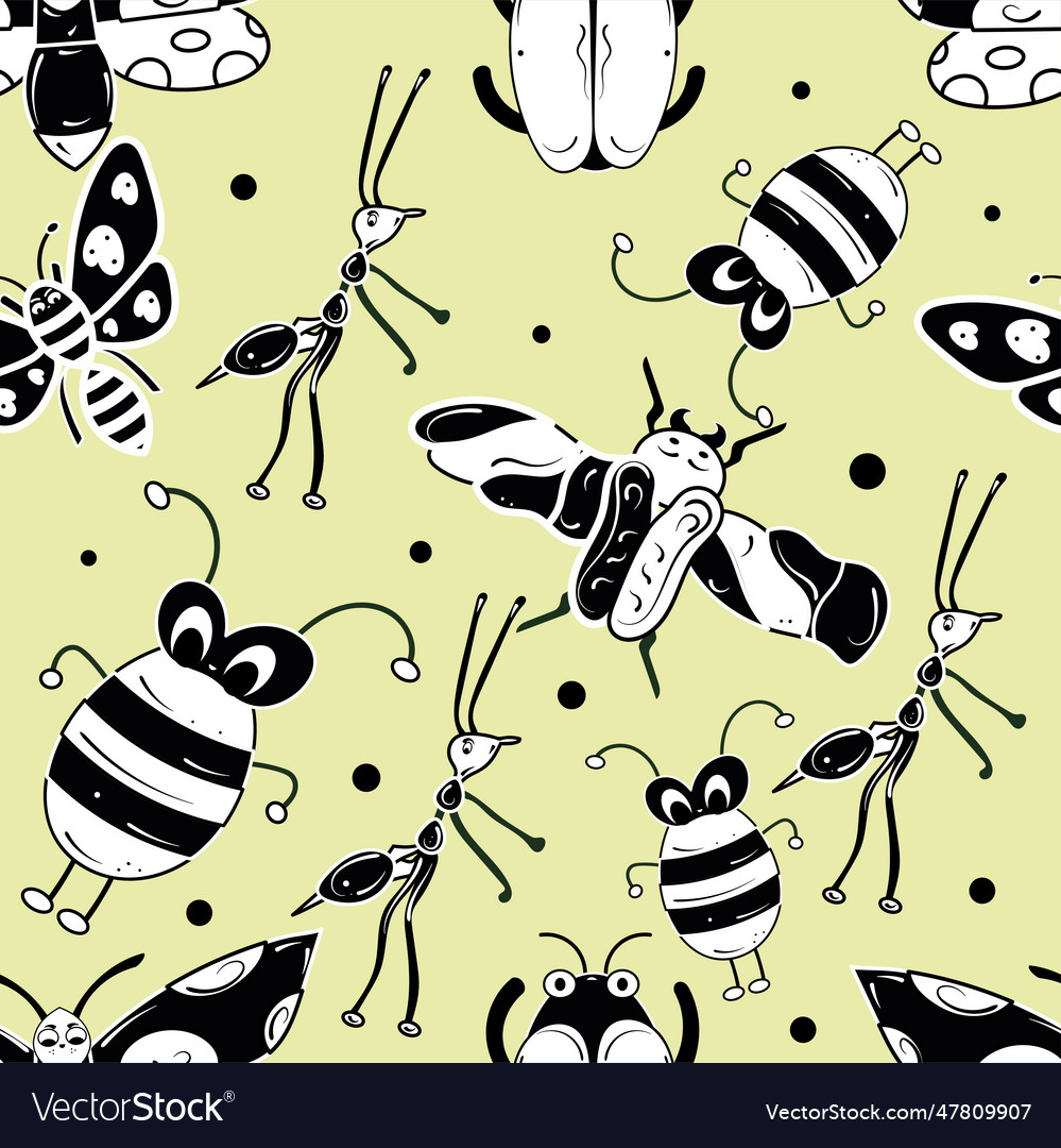 Seamless pattern background with insect sketch