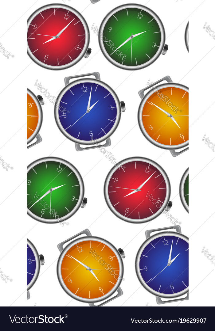 Seamless texture with multicolored realistic clock