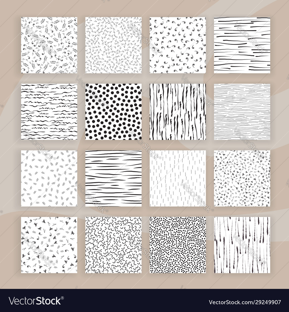Set abstract seamless patterns doodles lines vector image Set abstract seamless patterns doodles lines