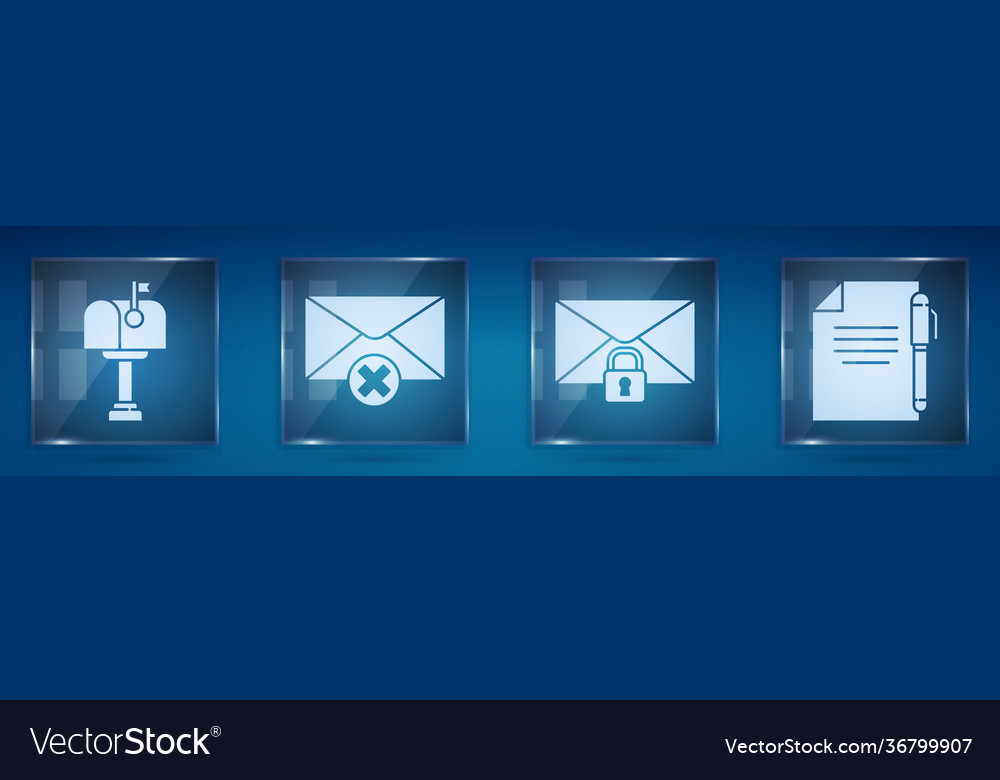 Set mail box delete envelope message lock vector image Set mail box delete envelope message lock