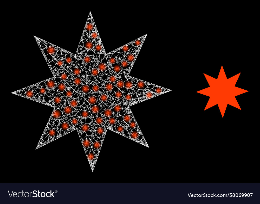 Shiny network eight pointed star with color glare