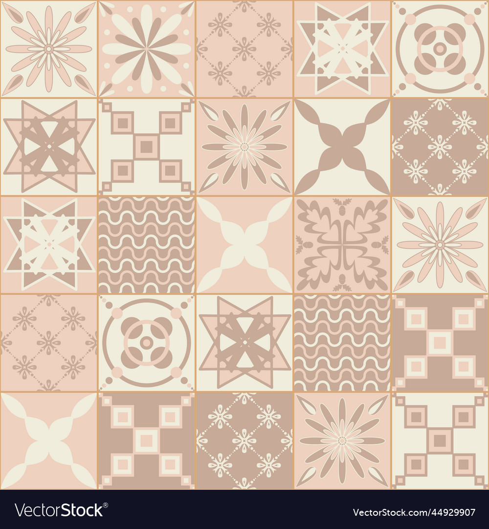 Spanish ceramic tile gentle pastel color beige Vector Image