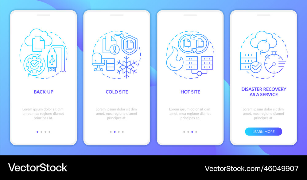 Types of disaster recovery blue gradient Vector Image