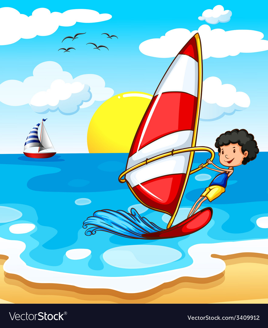 A teenager enjoying the beach Royalty Free Vector Image