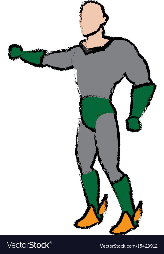 Cartoon superhero wearing suit standing heroic