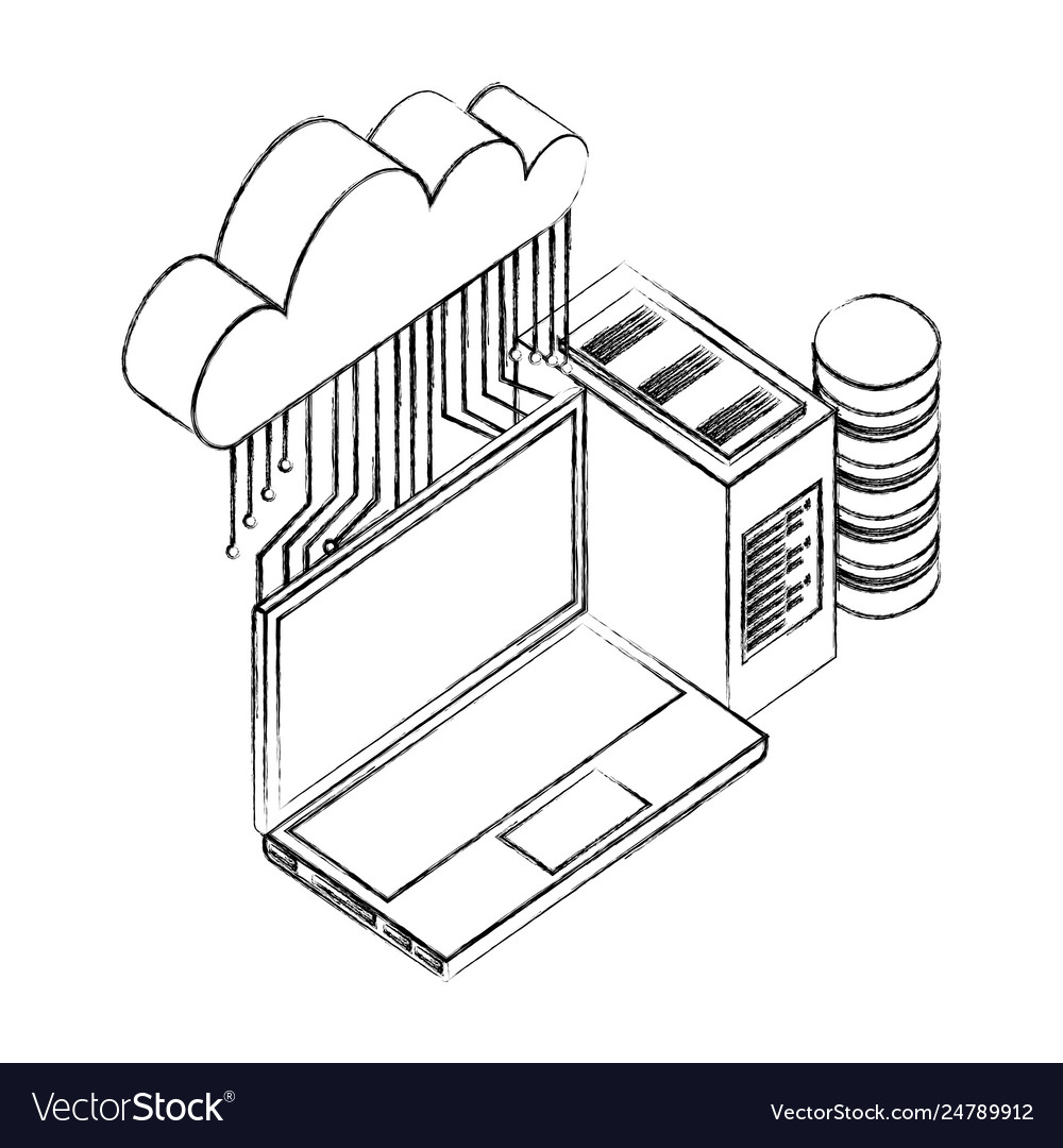 Cloud Computing Laptop-Datenbank-Server-Verbindung vector image Cloud Computing Laptop-Datenbank-Server-Verbindung