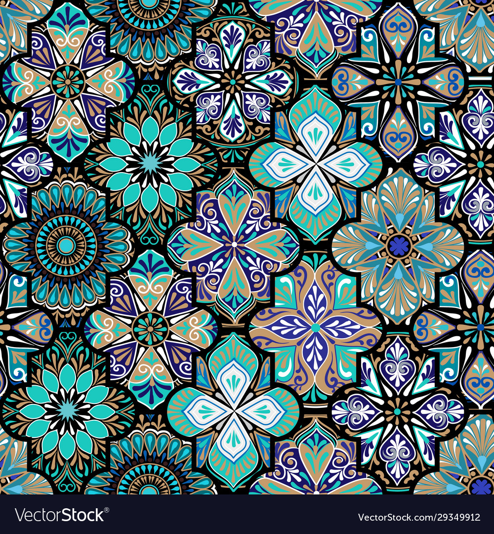 Colorful floral seamless ornate pattern