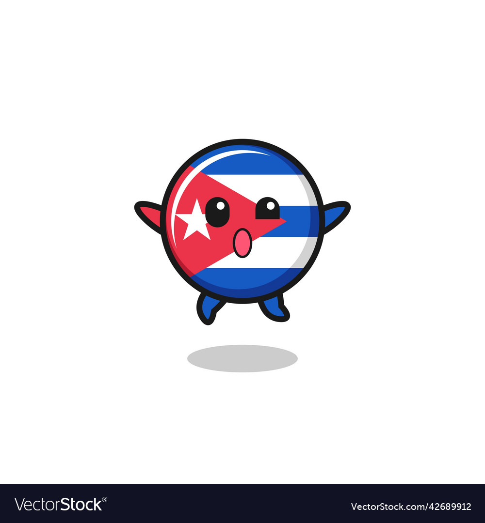 Cuba flag character is jumping gesture