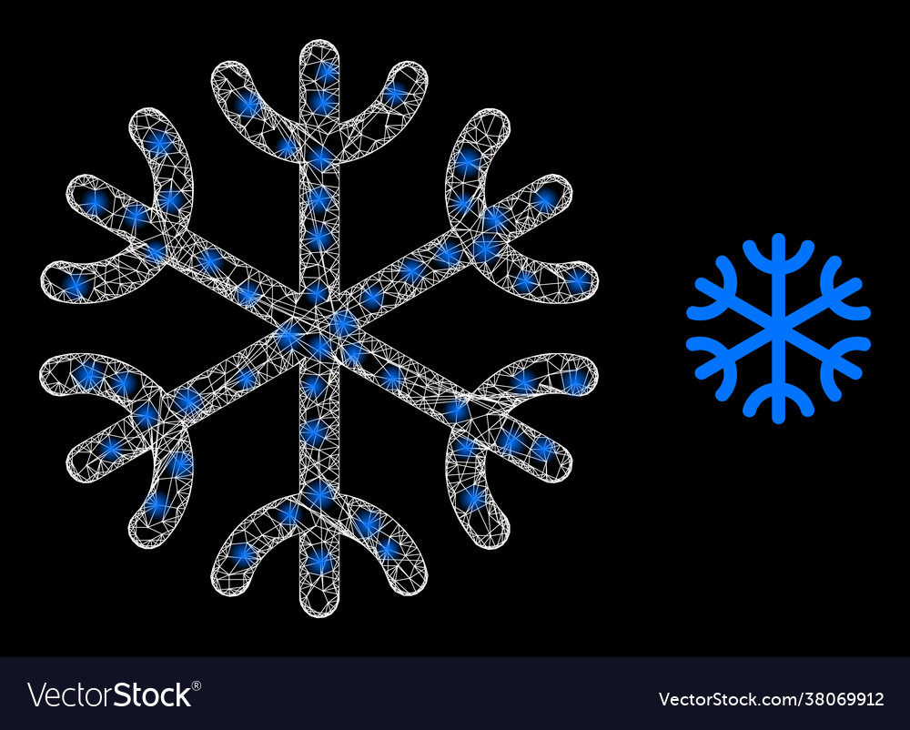 Glossy net snowflake with colored lightspots vector image Glossy net snowflake with colored lightspots