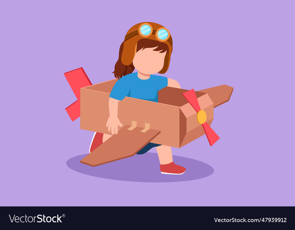 Graphic flat design drawing creative little girl